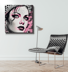 Contemporary ink art canvas for wall.