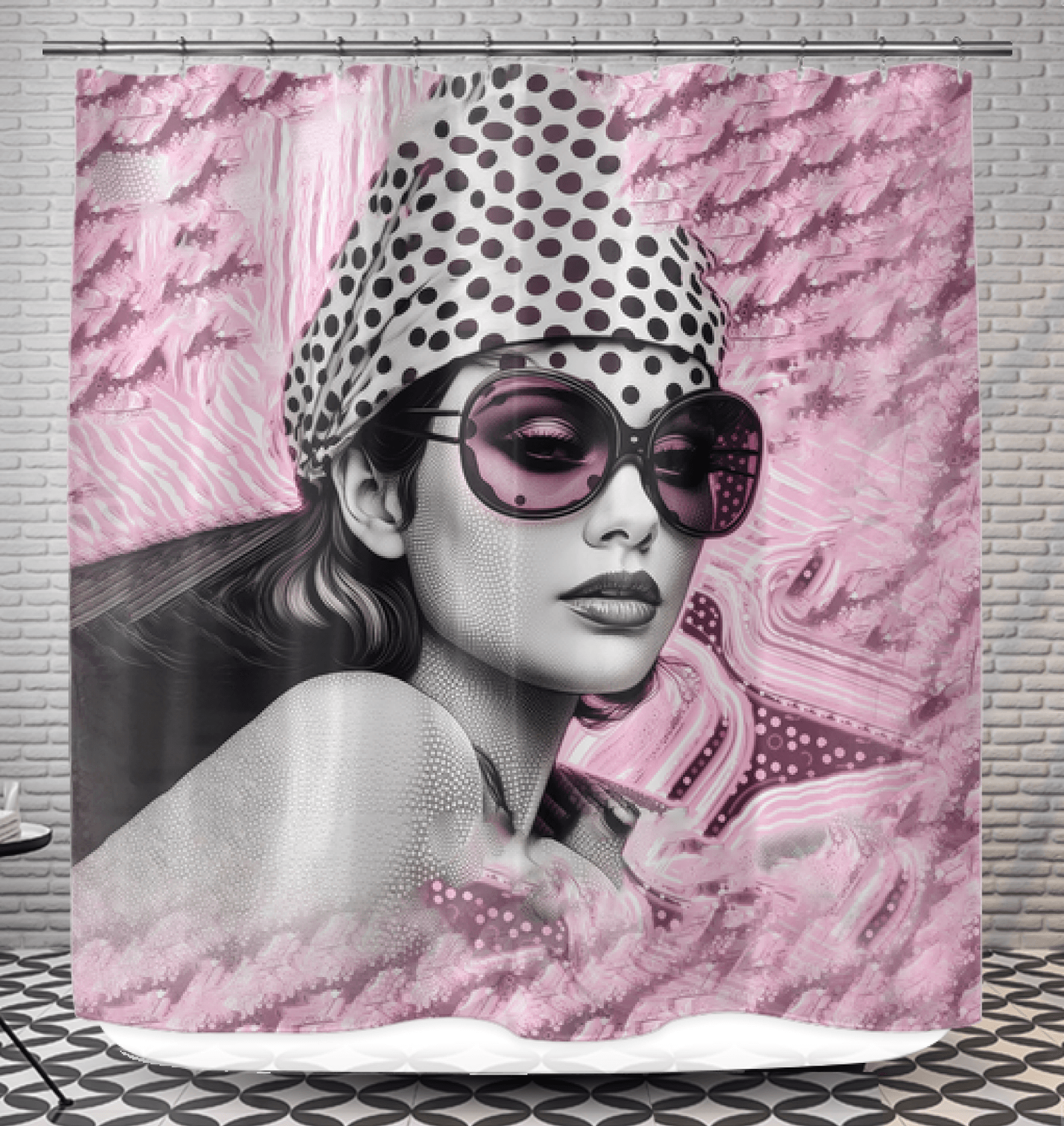 Modern black and white Inked Impressions II shower curtain.