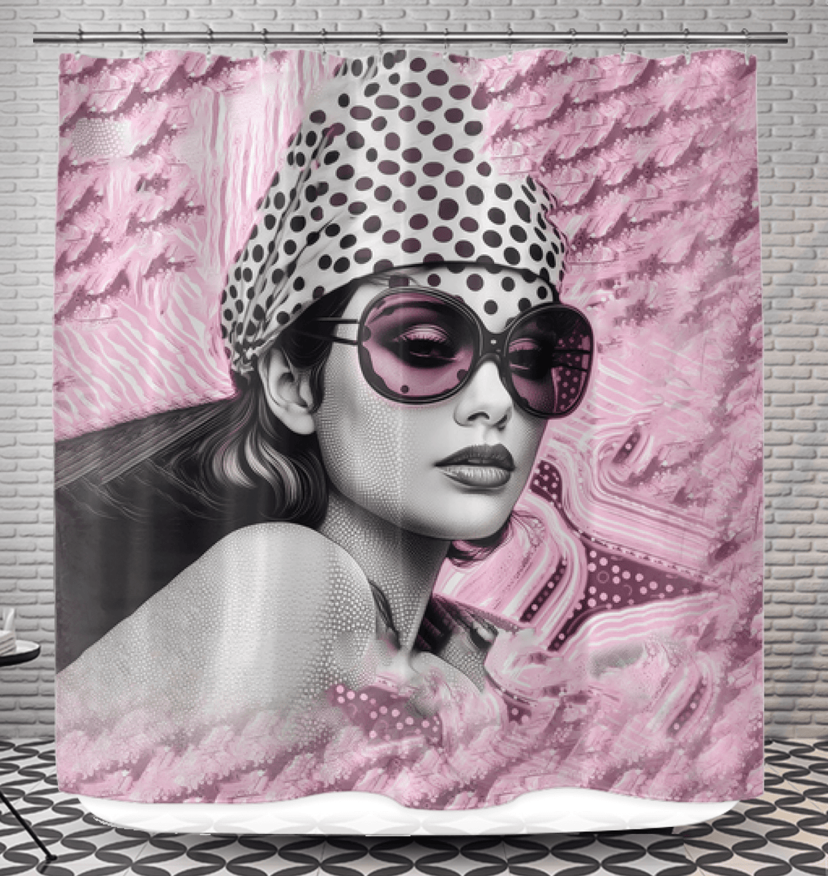 Modern black and white Inked Impressions II shower curtain.