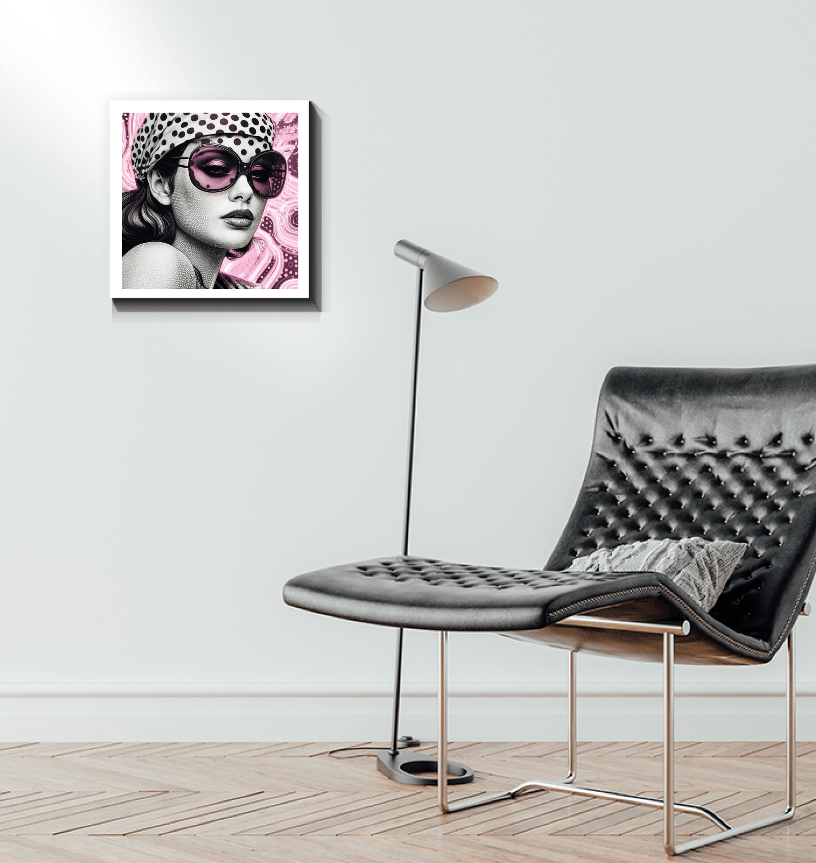 Stylish wrapped canvas art Inked Impressions II hanging on wall