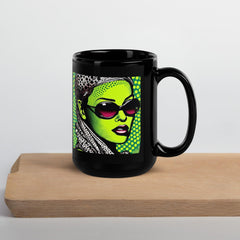 Stylish black glossy mug for tea or coffee.