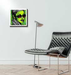 Modern black and white canvas artwork.