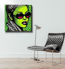 Artistic wrapped canvas featuring unique ink impressions.