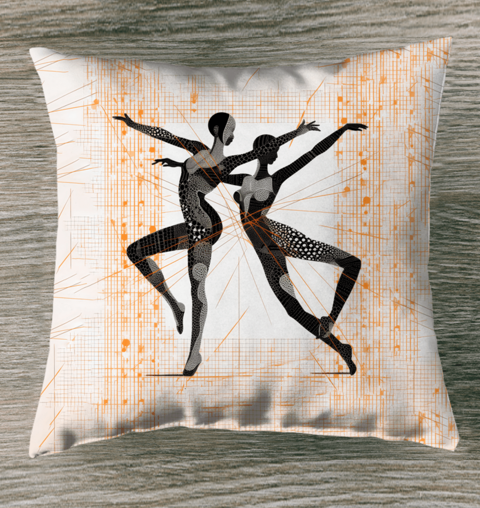 Elegant indoor pillow with feminine dance design for stylish home decor.