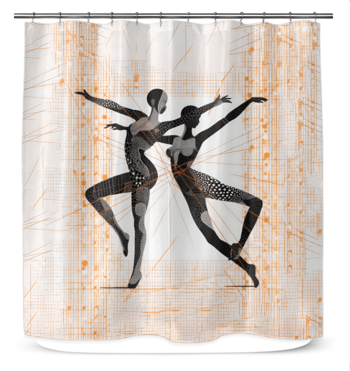 Elegant shower curtain featuring an inspiring feminine dance design to enhance bathroom aesthetics.