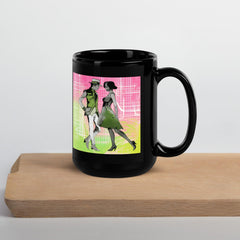 Women's dance themed glossy black mug for dancers.