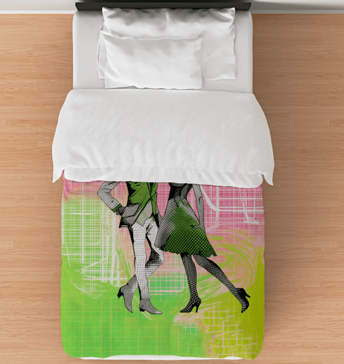 Elegant duvet cover featuring women in dance performance art design.