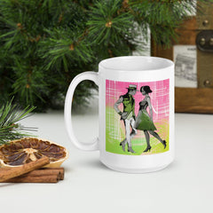 Elegant white mug with dance-themed artwork for women