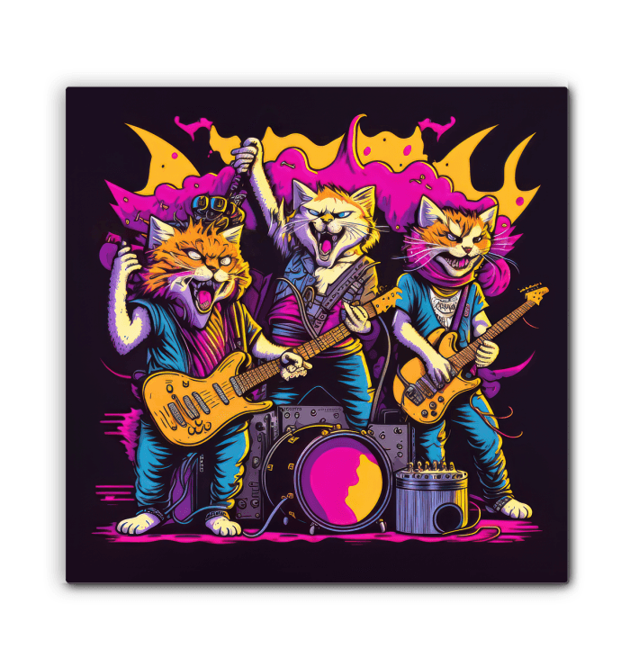 Jazz Cats Jamming Out Wrapped Canvas - Beyond T-shirts