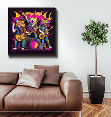 Jazz Cats Jamming Out Wrapped Canvas - Beyond T-shirts