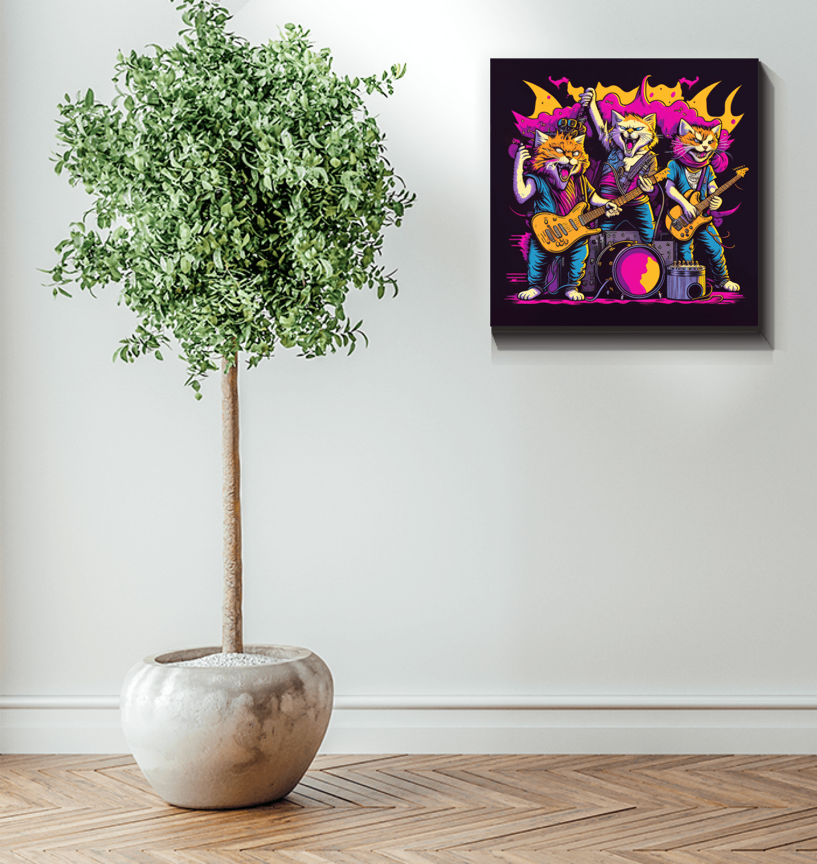 Jazz Cats Jamming Out Wrapped Canvas - Beyond T-shirts