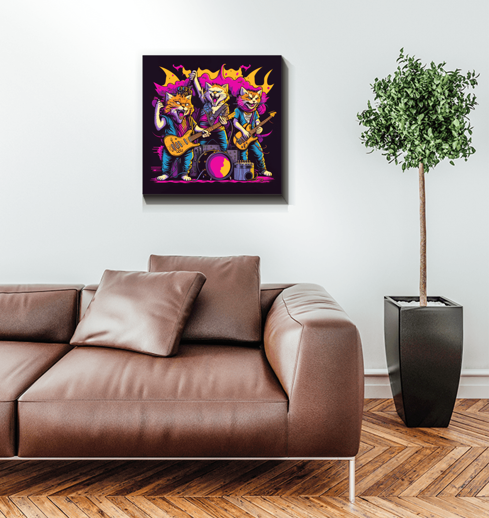 Jazz Cats Jamming Out Wrapped Canvas - Beyond T-shirts