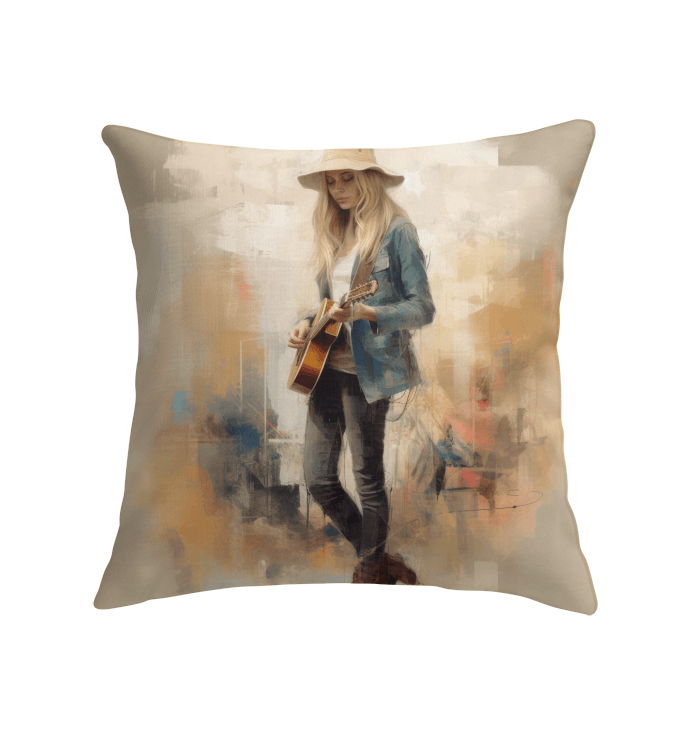 Cozy and stylish indoor pillow with jazz improvisation pattern, ideal for music lovers' home decor.