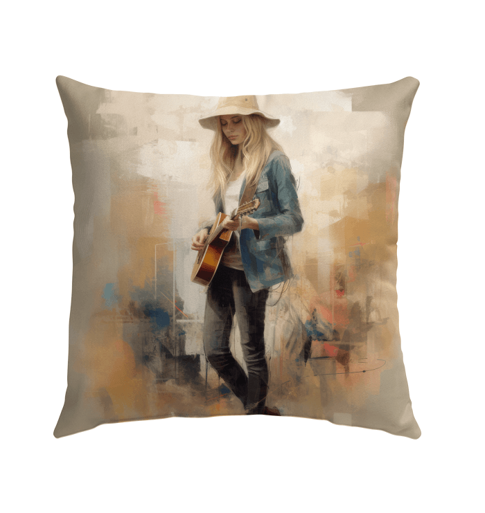 Durable and stylish Jazz Improvisations pillow for outdoor furniture enhancement.