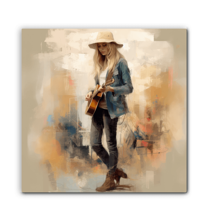 Musical notes and jazz elements artfully blended on canvas