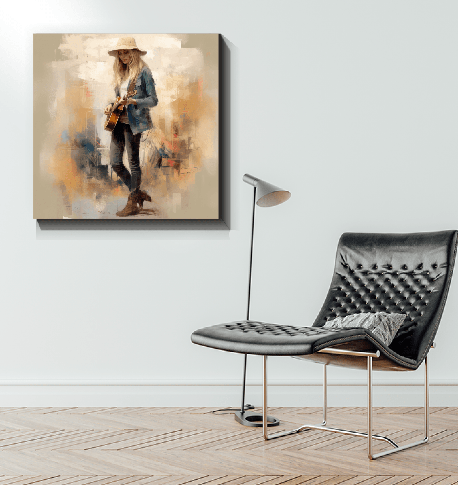 Vibrant and artistic representation of jazz on wrapped canvas