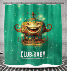 Vibrant Joyful Carousel Rides Shower Curtain adding a playful touch to bathroom decor.