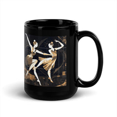 Black glossy mug with Joyful Women's Dance Flair design displayed