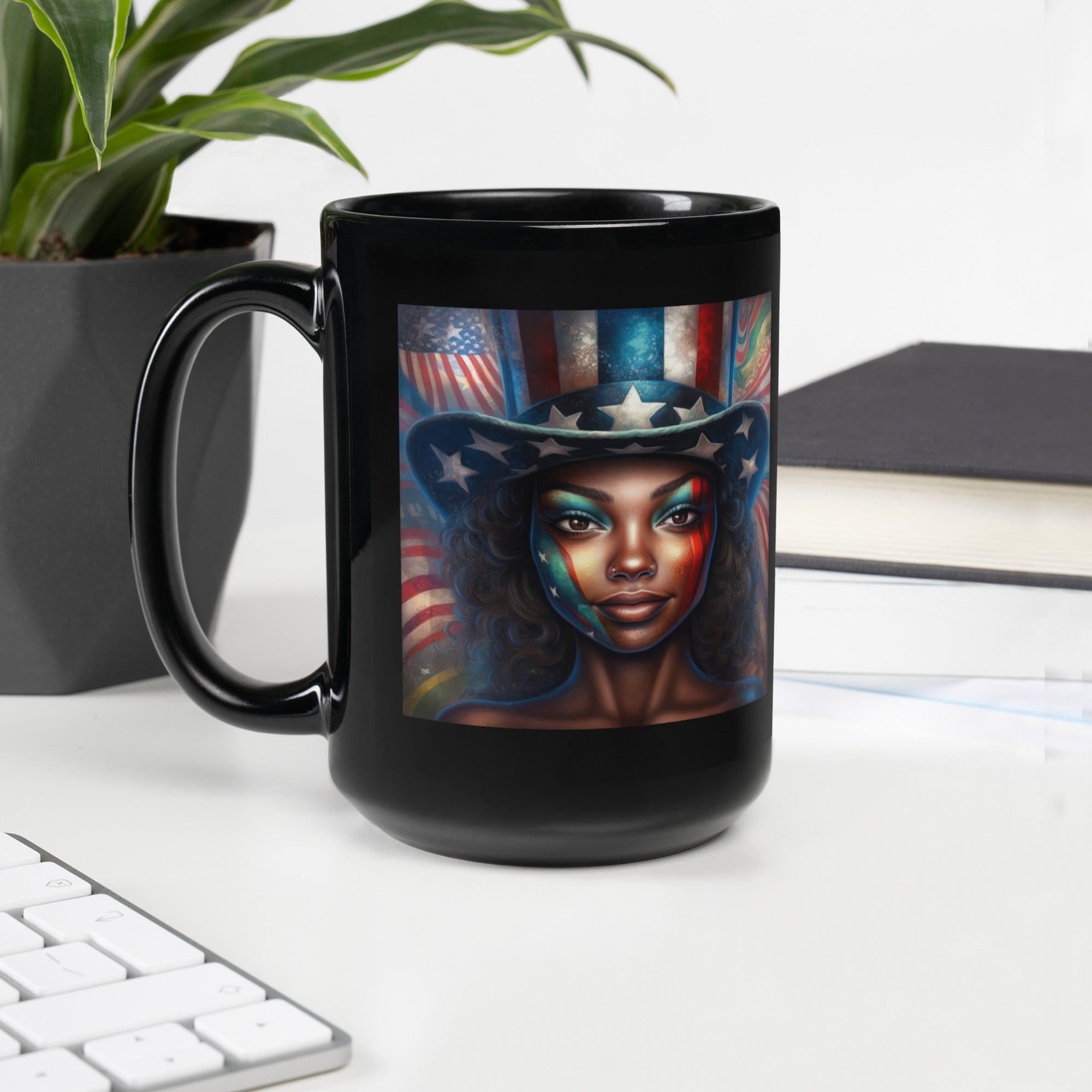 Land Of The Free Black Glossy Mug - Beyond T-shirts