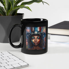 Land Of The Free Black Glossy Mug - Beyond T-shirts