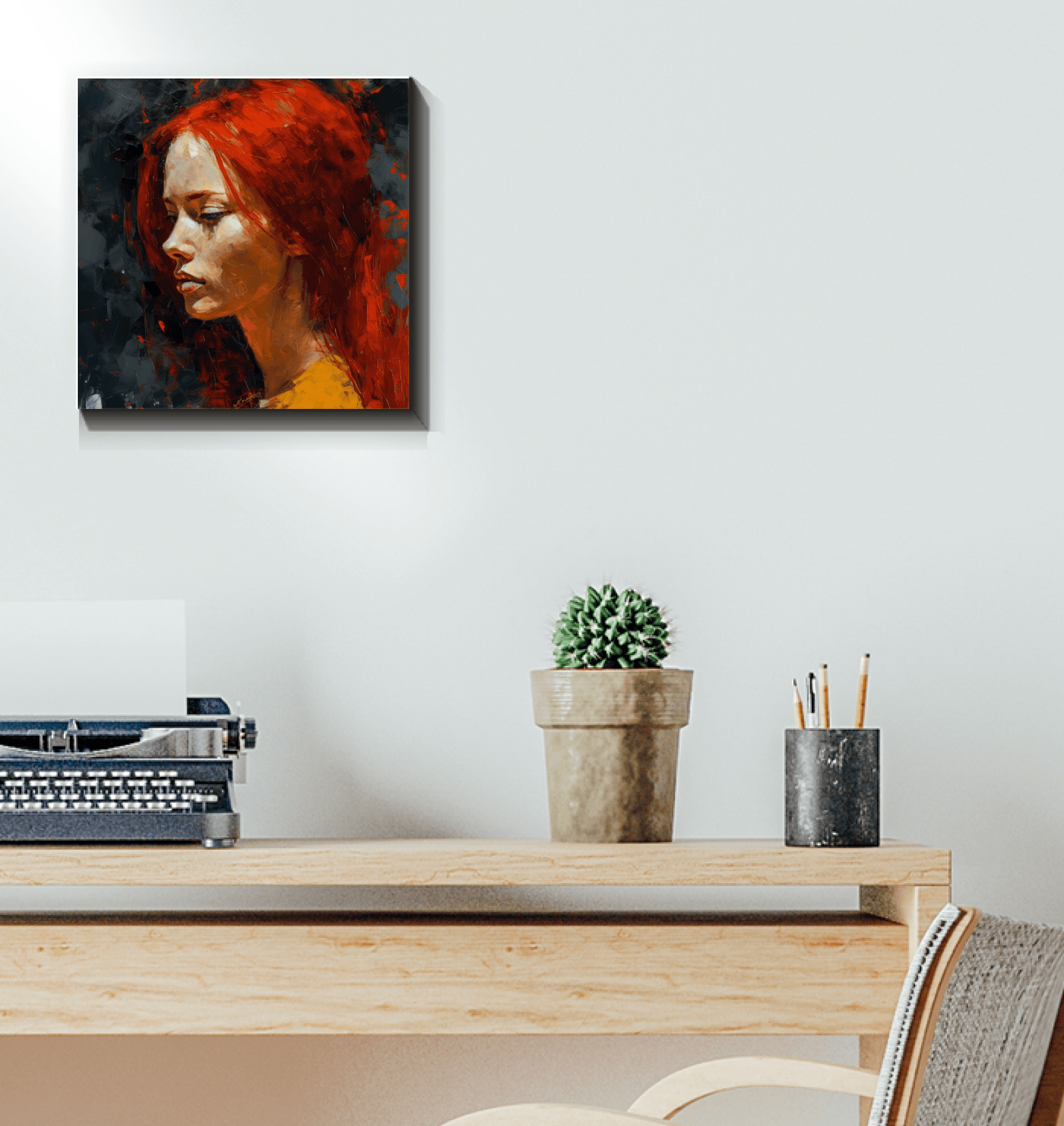 Latin Heat artwork displayed in a modern home office.