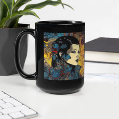 Close-up of the Line Legend Black Glossy Mug handle.