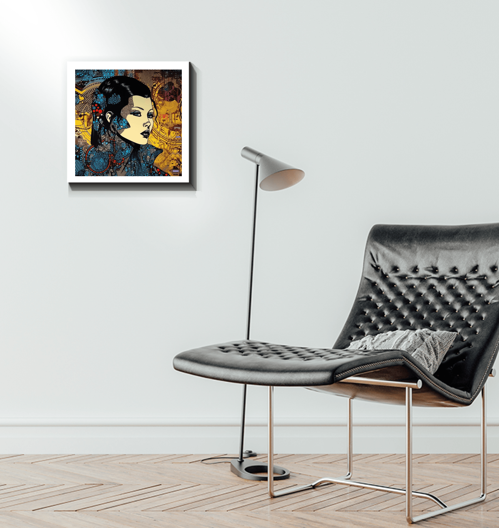 Line Legend canvas art in a well-lit room setting.