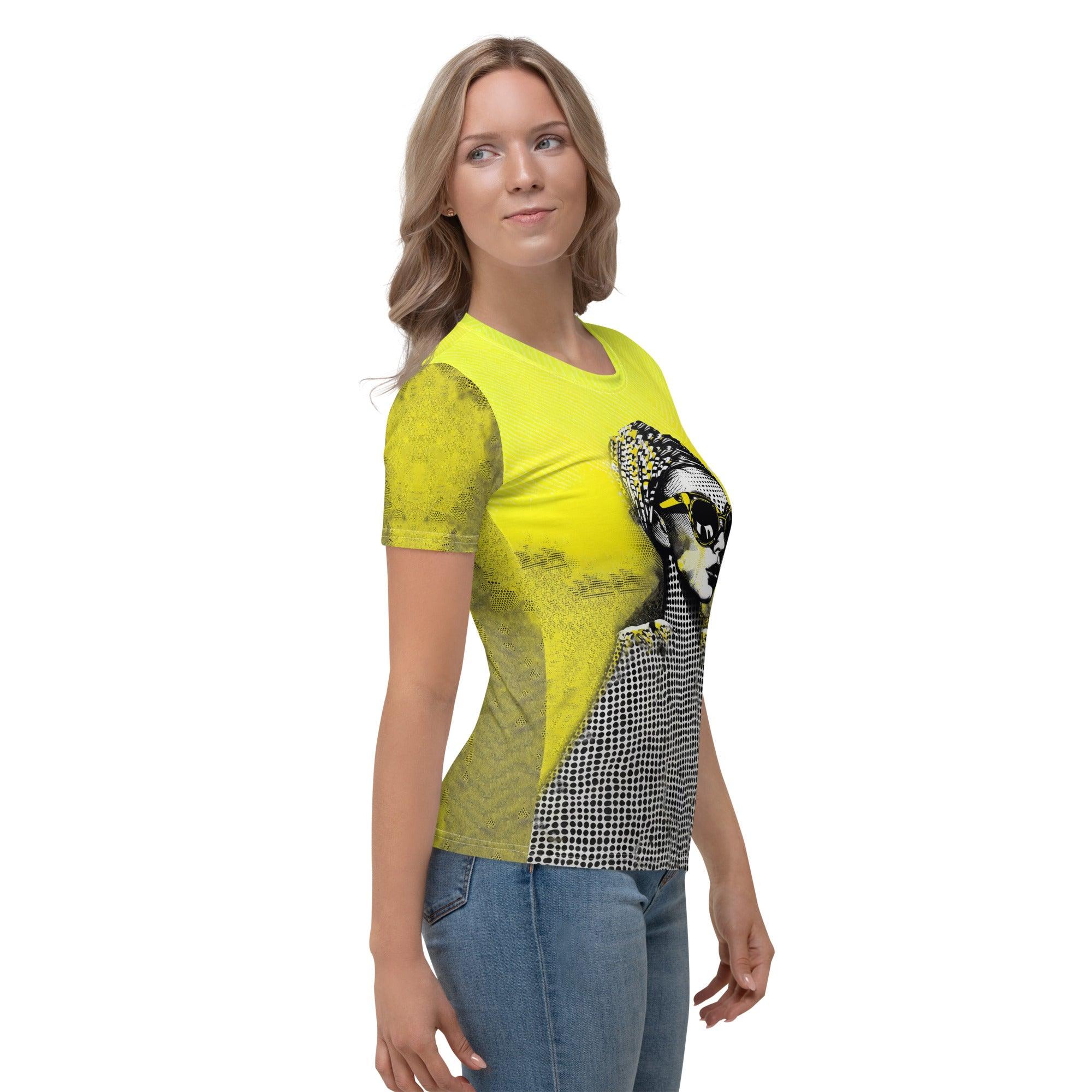 Front view of Line-Lengths women's T-shirt on model.