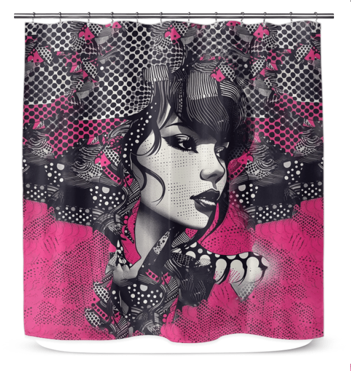 Elegant Line Levity Shower Curtain in a modern bathroom setting