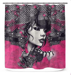 Elegant Line Levity Shower Curtain in a modern bathroom setting