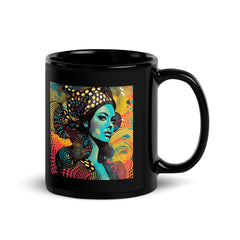 Close-up of Line Life Black Glossy Mug handle.