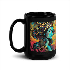 Side view of the sleek Line Life Black Glossy Mug.