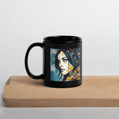 Hand holding Line Life III Black Coffee Mug.
