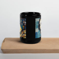 Line Life III Mug filled with coffee, steam visible.