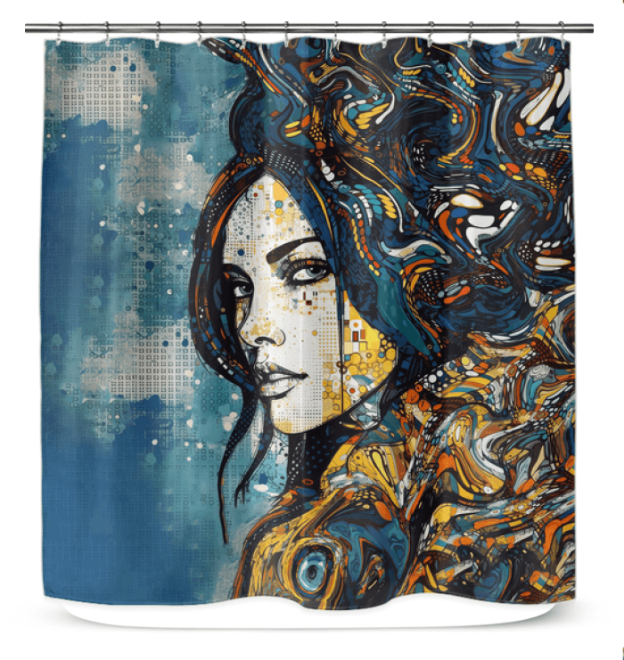 Modern Line Life III Shower Curtain Design.