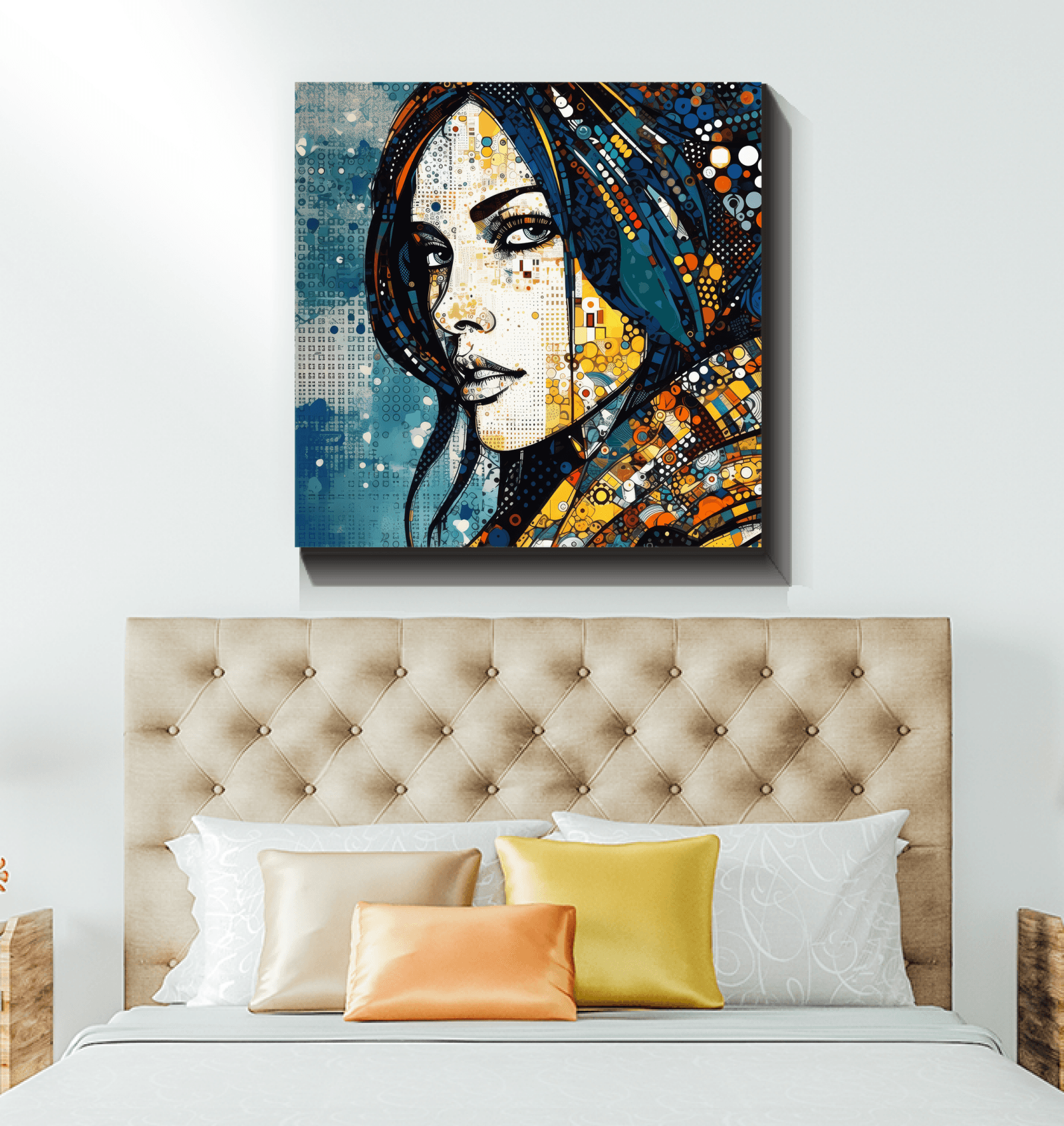 Line Life III Wrapped Canvas in a minimalist home.
