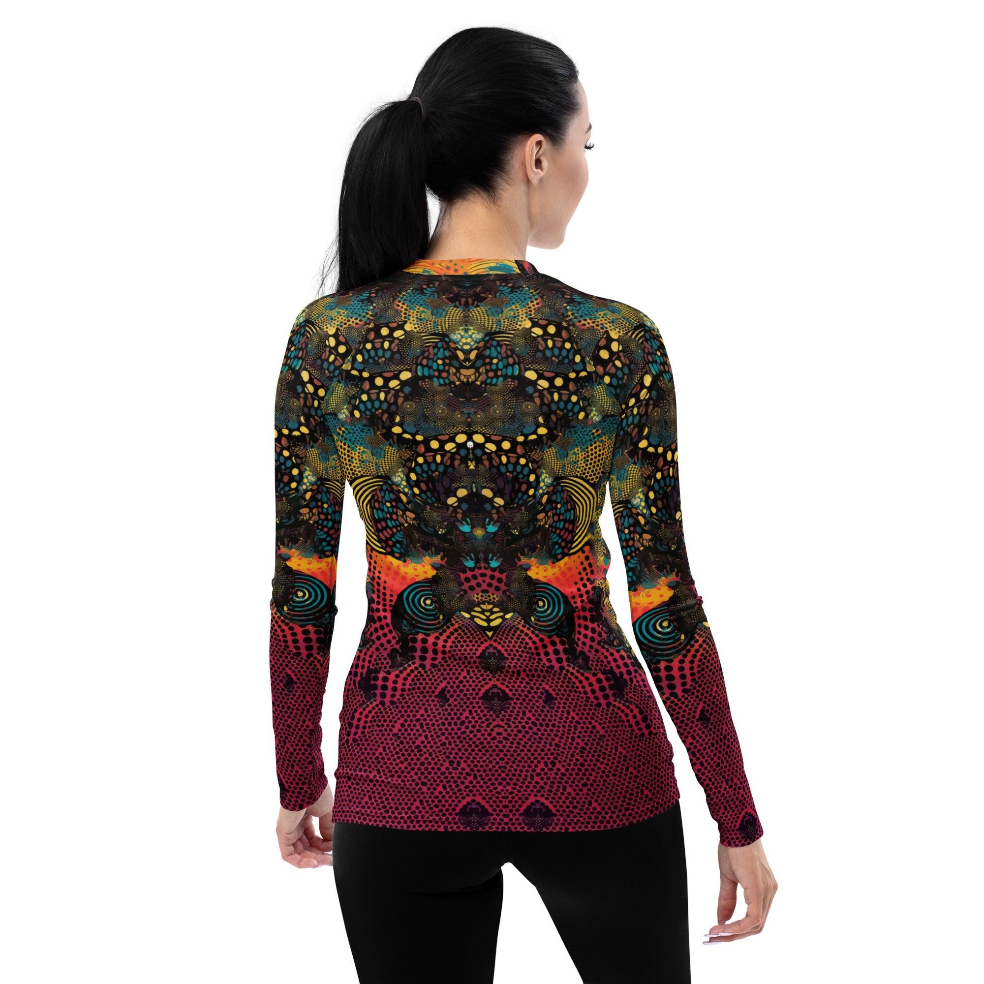 Line Life Rash Guard for women back design.