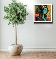 Line Life Wrapped Canvas on living room wall.
