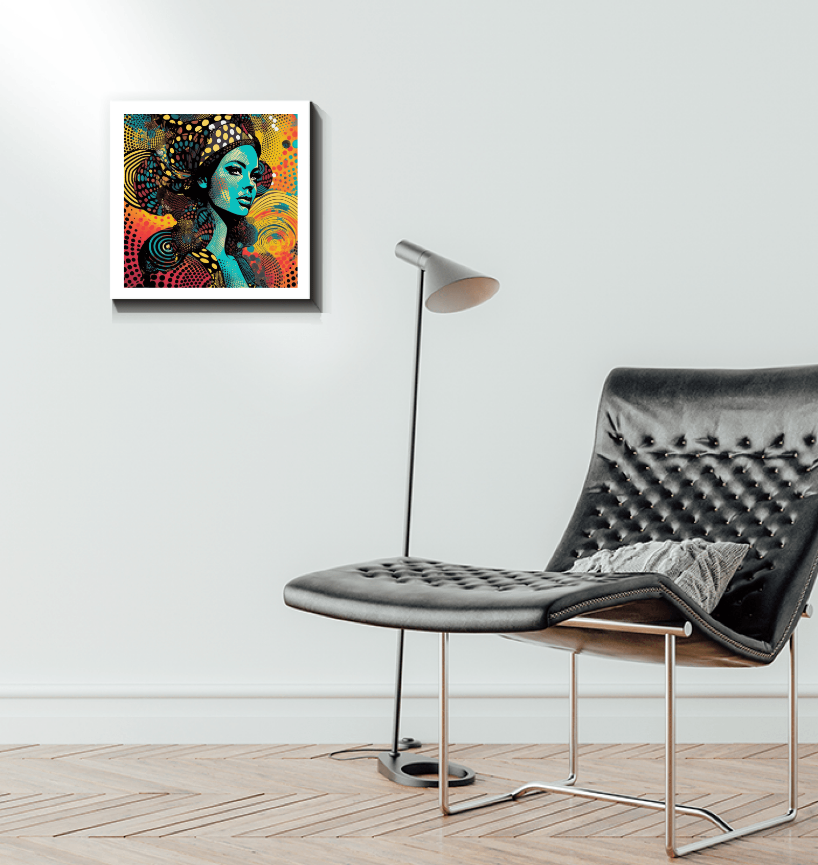 Line Life Canvas displayed in an art gallery setting.