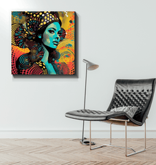 Line Life Wrapped Canvas in a cozy reading nook.