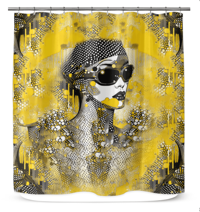 Elegant line luminosity pattern on a waterproof shower curtain
