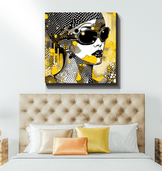 Gallery-wrapped canvas art featuring abstract line luminosity pattern