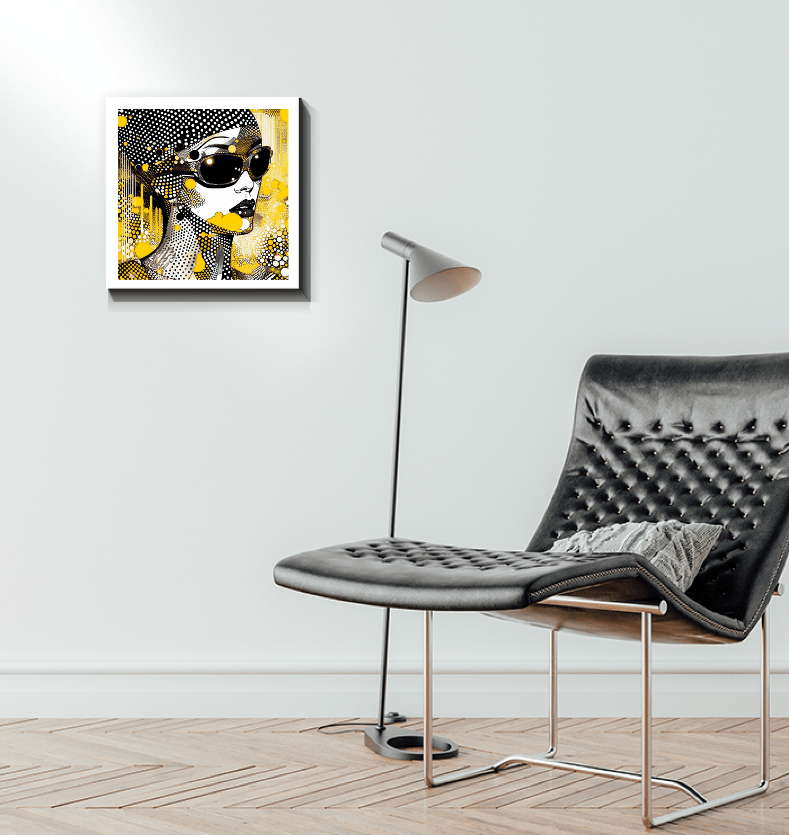 Modern wall art line luminosity wrapped canvas detail view