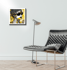 Modern wall art line luminosity wrapped canvas detail view