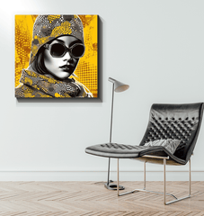 Stylish wrapped canvas artwork adding luxury to living space.