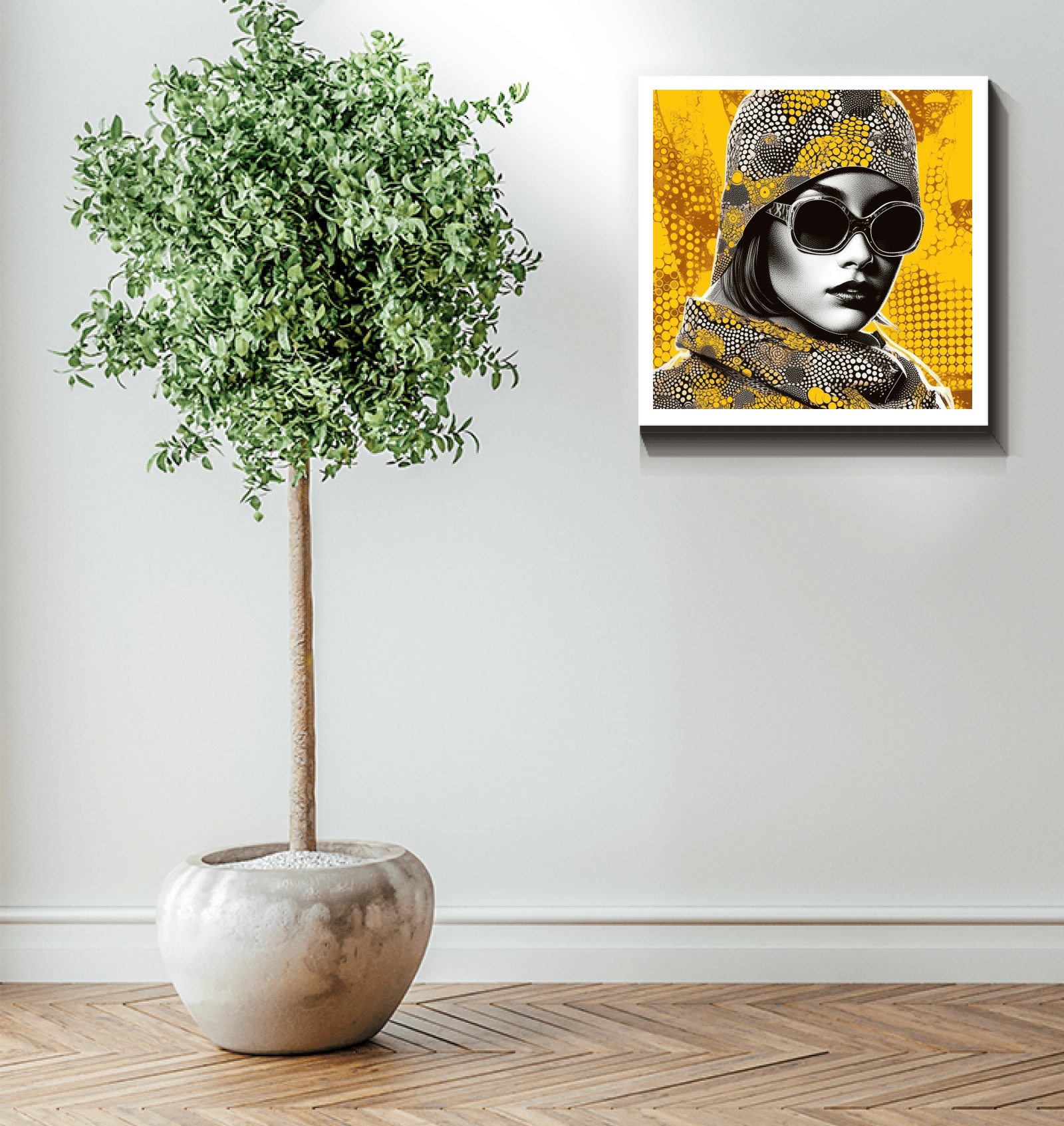 Wall-mounted Line Luxury Wrapped Canvas in a well-lit room.