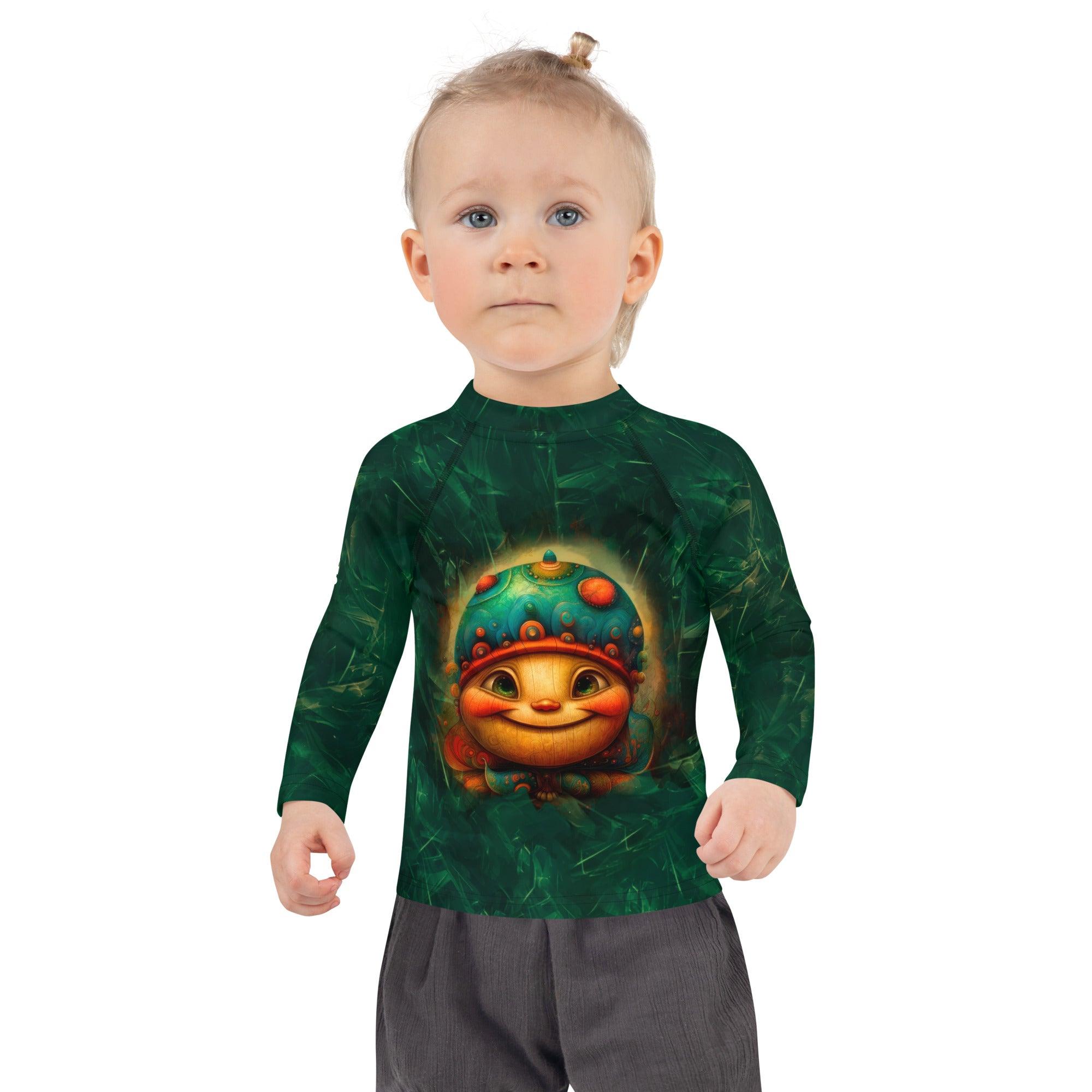 UV protective kids rash guard with lollipop design.