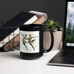 Elegant glossy black coffee mug for dance enthusiasts.