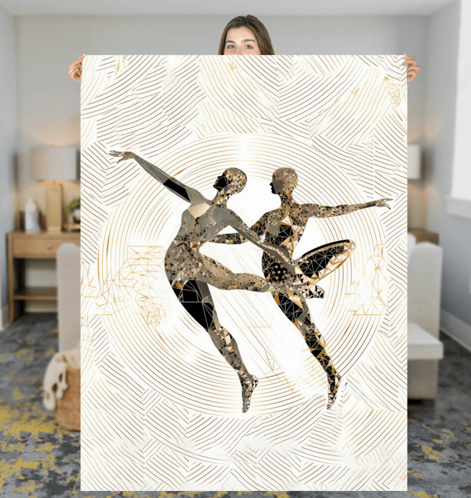Cozy Sherpa Blanket for Dancers with Fashionable Lyrical Motif