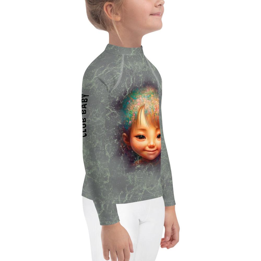 Magical Cherubs Glimpse Rash Guard on child playing in sand.